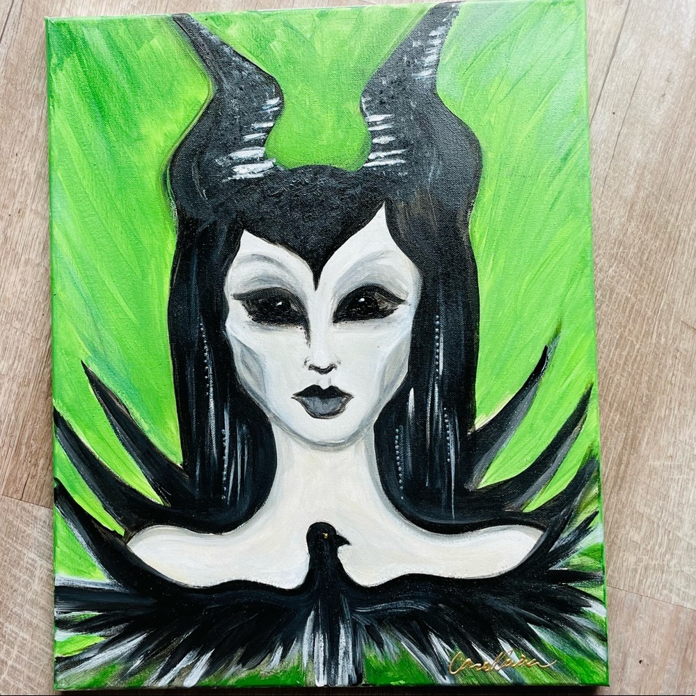 Malificent original acrylic painting art Disney angelina